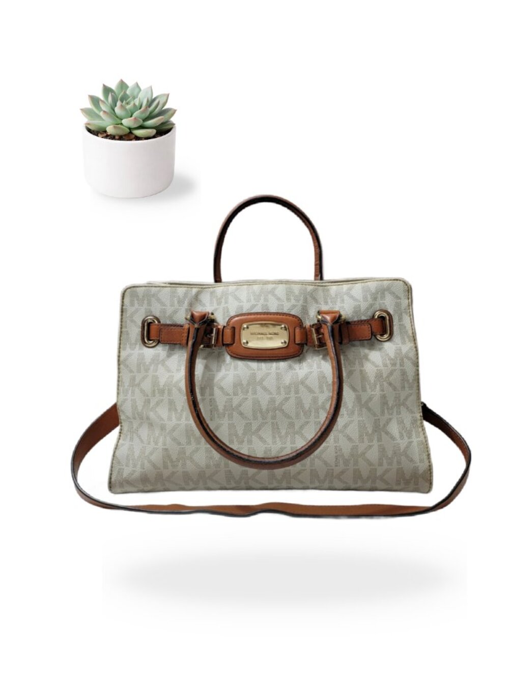 Michael Kors Handbag Tote Hamilton Large Signature Vanilla East West 35F0GHMT3B